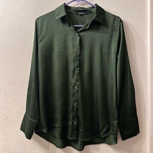 Ambiance Olive Green Casual Button-Down Shirt